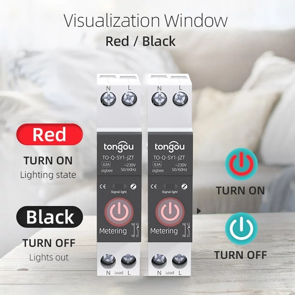 Tuya Zigbee intelligens áramköri megszakító, vezeték nélküli távirányító vezérlősínes kapcsoló - 32A