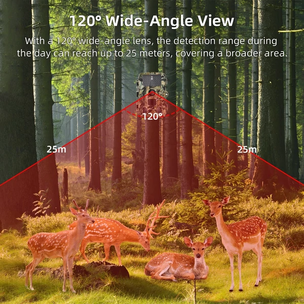 Nyomvonal kamera, 2,7K High Clear vadászösvény kamera, éjszakai látás