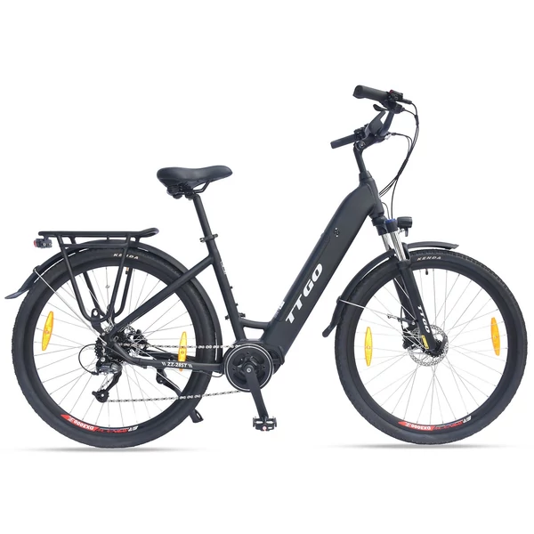 TTGO LK-ZZ-28ST városi elektromos kerékpár, 700C*45C gumik, női E kerékpár, 250W motor, 36V 20Ah akkumulátor - Fekete