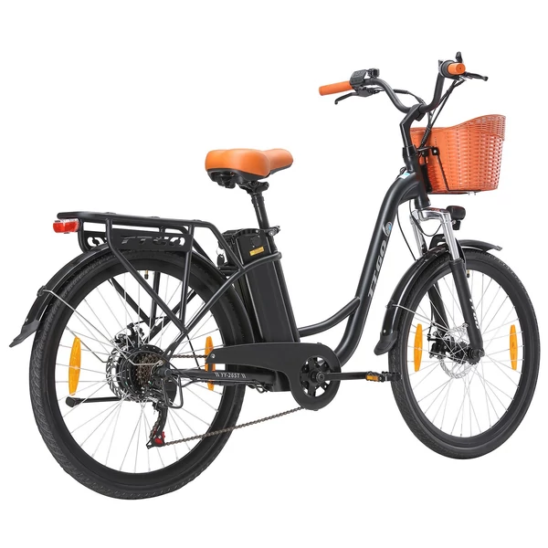 TTGO YY-26ST elektromos kerékpár, 26*1,95 hüvelykes gumik, E kerékpár férfi/női, 250 W-os motor - Fekete