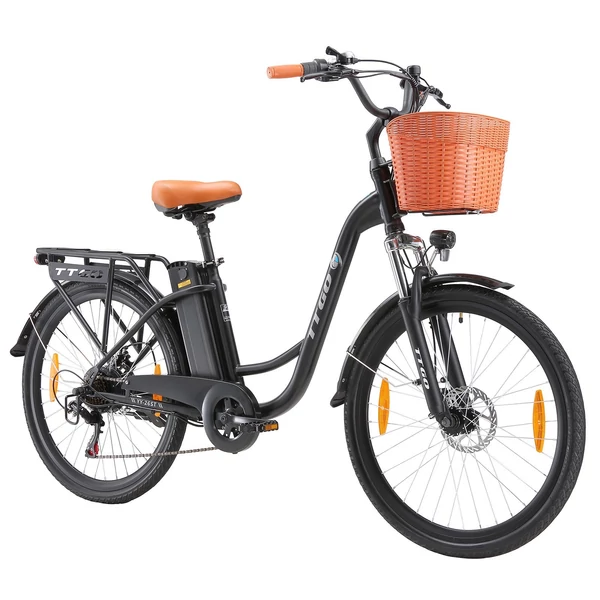 TTGO YY-26ST elektromos kerékpár, 26*1,95 hüvelykes gumik, E kerékpár férfi/női, 250 W-os motor - Fekete