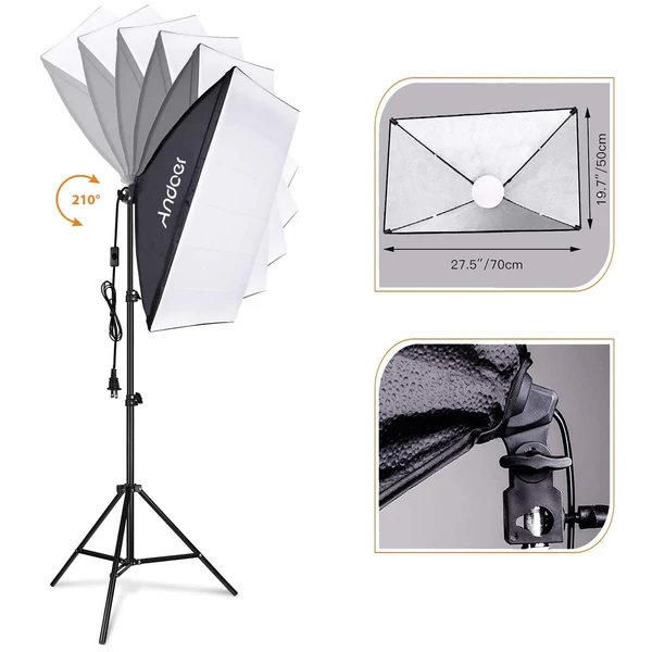 Andoer Stúdió fényképező lámpakészlet, Softbox világító készlet