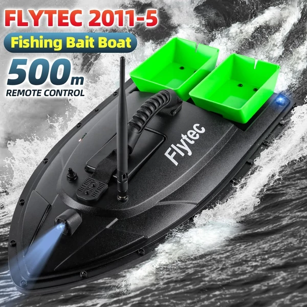 Flytec horgászcsali csónak, 500 méteres távirányító hatótáv, kétmotoros halkereső - Fekete