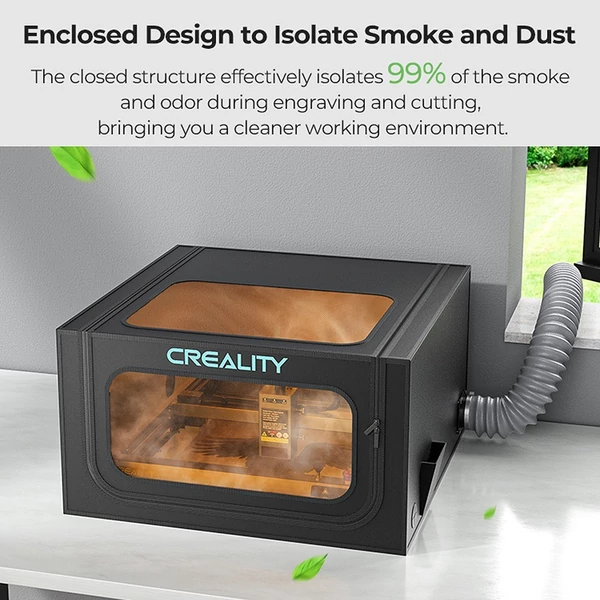 Creality Pro összecsukható védődoboz lézergravírozóhoz, tűz- és vízálló / porálló kipufogóventilátorral és csővel 720x720x400mm