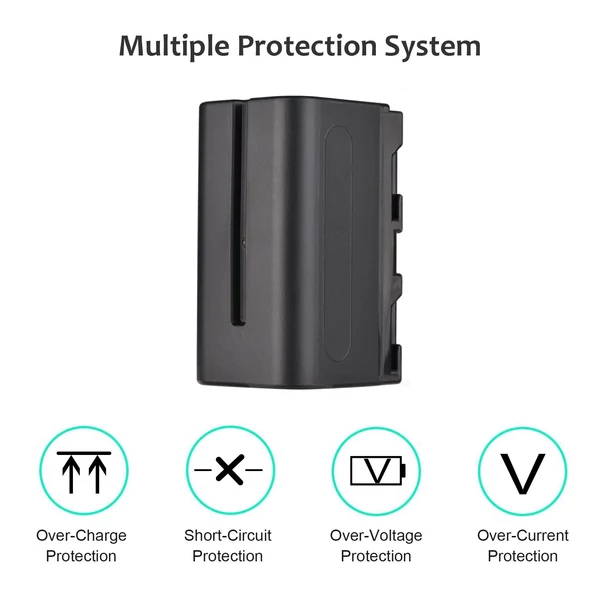 NP-F750/ NP-F770 fényképezőgép akkumulátor és töltő készlet, 1 db 7,2 V 5200 mAh nagyméretű újratölthető akkumulátor USB-kábellel