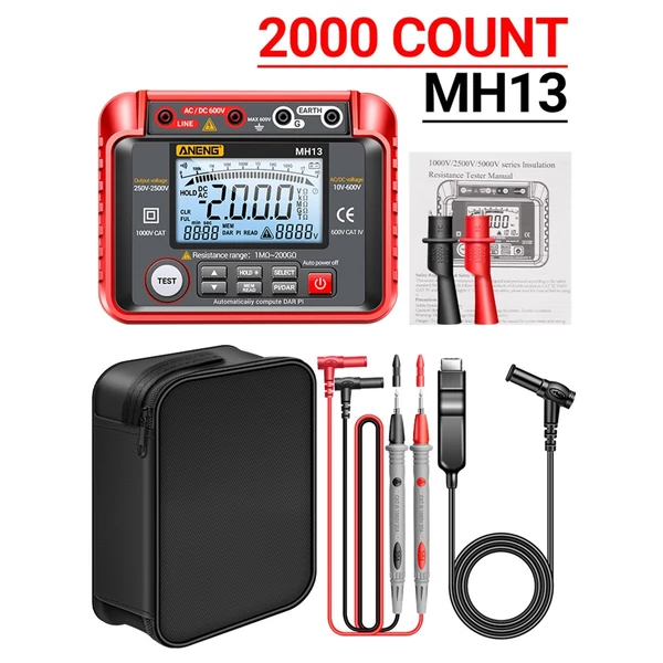 ANENG MH13 250V-2500V digitális szigetelési ellenállás-mérő, 1MΩ-200GΩ Megohm tesztmérő
