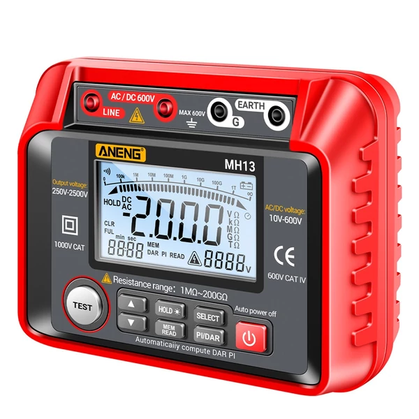 ANENG MH13 250V-2500V digitális szigetelési ellenállás-mérő, 1MΩ-200GΩ Megohm tesztmérő