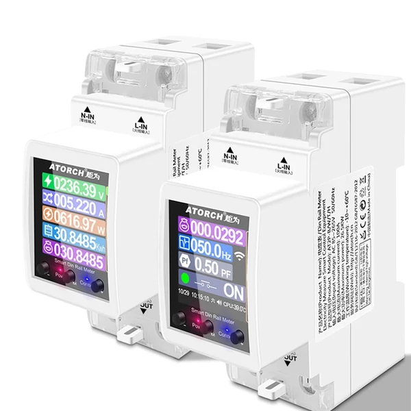 Intelligens egyfázisú Tuya Wifi villanyóra, digitális kijelző, 3 elektromos tarifamód, 35 mm-es DIN-sín telepítés