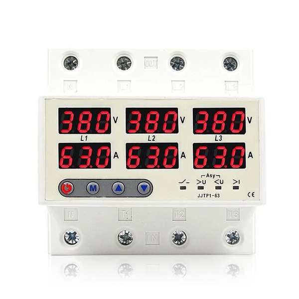 Önvisszaállító védő LCD kijelzővel, túlfeszültség / alulfeszültség / áramkorlátozó megszakító - 100A 220V