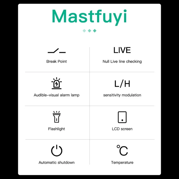 Mastfuyi FY18D érintésmentes AC feszültségvizsgáló kettős 12V-1000V/48V-1000V tartományban