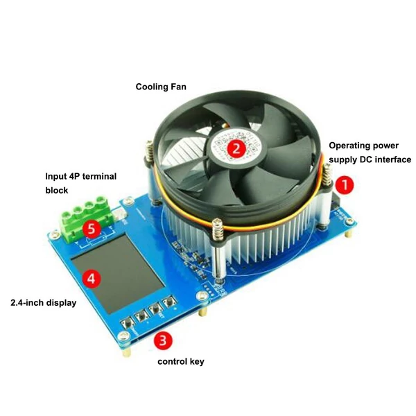 150 W 20A állítható állandó áramú elektronikus terhelés, 2,4 hüvelykes TFT színes kijelzővel