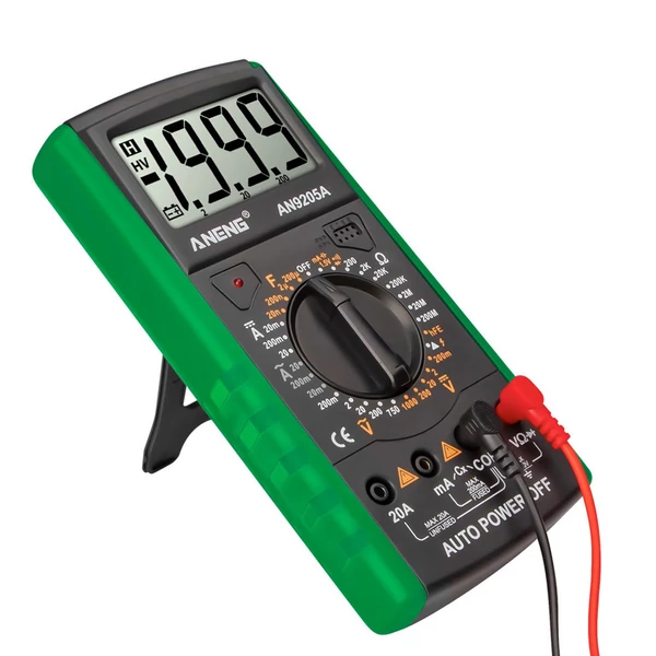 ANENG DT9205A+ digitális multiméter, 3 1/2 LCD kijelző, 1999 számláló, kézi hatótávolságú univerzális mérő - Zöld