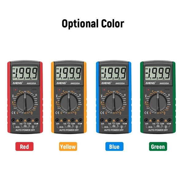 ANENG DT9205A+ digitális multiméter, 3 1/2 LCD kijelző, 1999 számláló, kézi hatótávolságú univerzális mérő - Zöld
