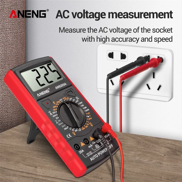 ANENG DT9205A+ digitális multiméter, 3 1/2 LCD kijelző, 1999 számláló, kézi hatótávolságú univerzális mérő - Piros
