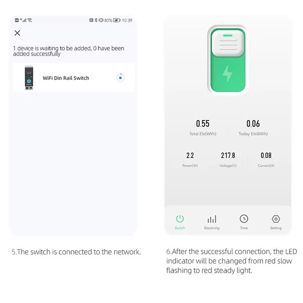 Tuya Wifi intelligens megszakító kompatibilis az Alexa / Google Home hangvezérléssel - Fekete, 16A