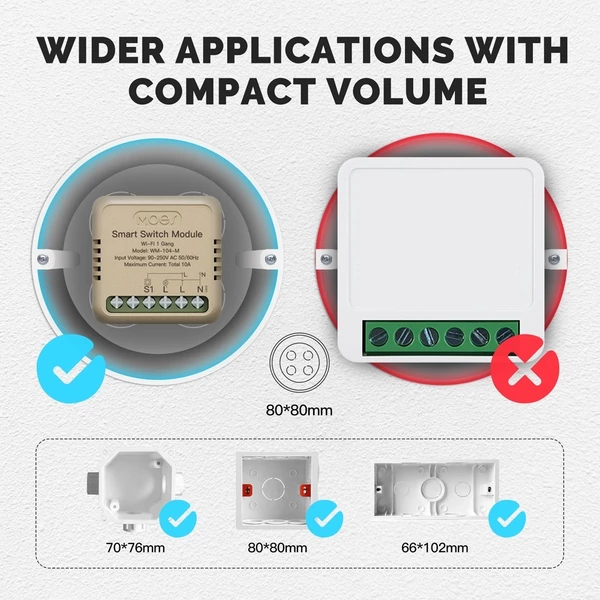 Tuya WiFi intelligens kapcsoló dimmer, DIY modul fénykapcsoló, mobiltelefon, APP távirányító - WM-104-M (1 fázisú billenőkapcsoló)