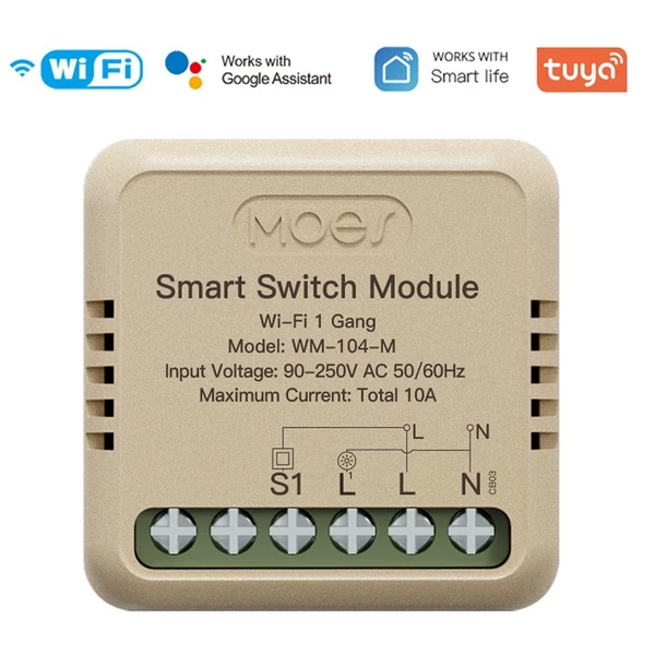 Tuya WiFi intelligens kapcsoló dimmer, DIY modul fénykapcsoló, mobiltelefon, APP távirányító - WM-104-M (1 fázisú billenőkapcsoló)