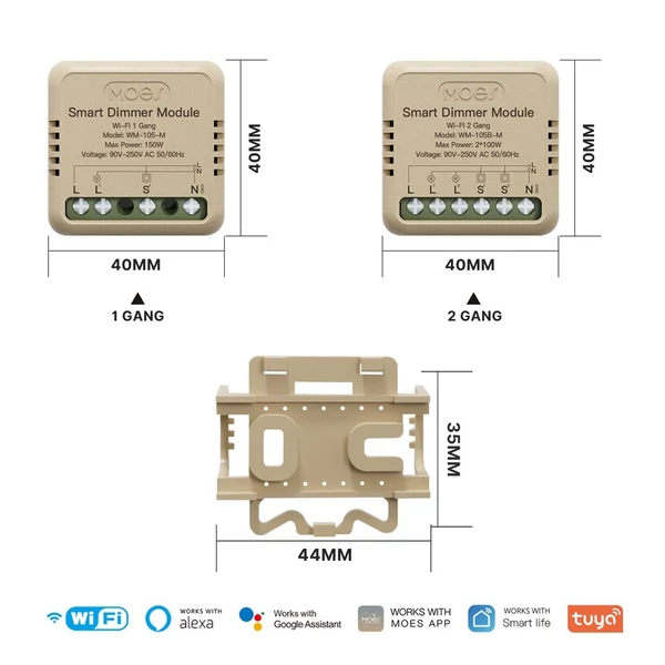 Tuya WiFi intelligens kapcsoló dimmer, DIY modul fénykapcsoló, mobiltelefon, APP távirányító - WM-105-M (önvisszaállító kapcsoló, 1 fázis)