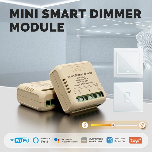 Tuya WiFi intelligens kapcsoló dimmer, DIY modul fénykapcsoló, mobiltelefon, APP távirányító - WM-105-M (önvisszaállító kapcsoló, 1 fázis)