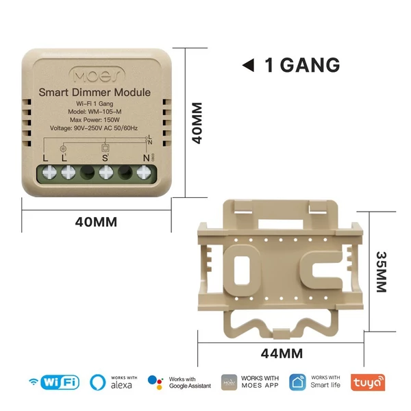 Tuya WiFi intelligens kapcsoló dimmer, DIY modul fénykapcsoló, mobiltelefon, APP távirányító - WM-105-M (önvisszaállító kapcsoló, 1 fázis)