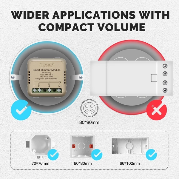 Tuya WiFi intelligens kapcsoló dimmer, DIY modul fénykapcsoló, mobiltelefon, APP távirányító - WM-105-M (önvisszaállító kapcsoló, 1 fázis)