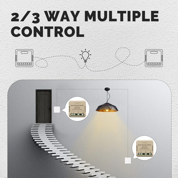 Tuya WiFi intelligens kapcsoló dimmer, DIY modul fénykapcsoló, mobiltelefon, APP távirányító - WM-105-M (önvisszaállító kapcsoló, 1 fázis)