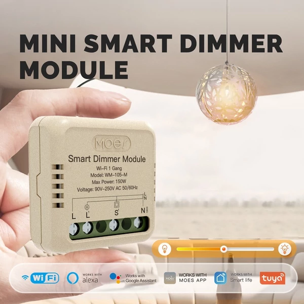 Tuya WiFi intelligens kapcsoló dimmer, DIY modul fénykapcsoló, mobiltelefon, APP távirányító - WM-105-M (önvisszaállító kapcsoló, 1 fázis)