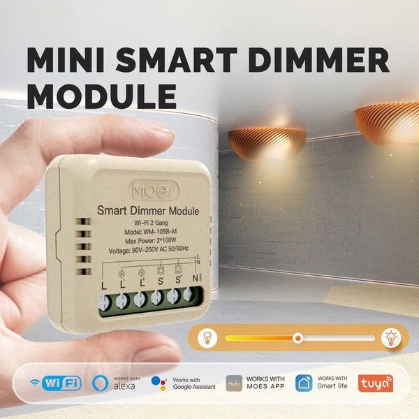 Tuya WiFi intelligens kapcsoló dimmer, DIY modul fénykapcsoló, mobiltelefon, APP távirányító - WM-105B-M (önvisszaállító kapcsoló, 2 fázis)