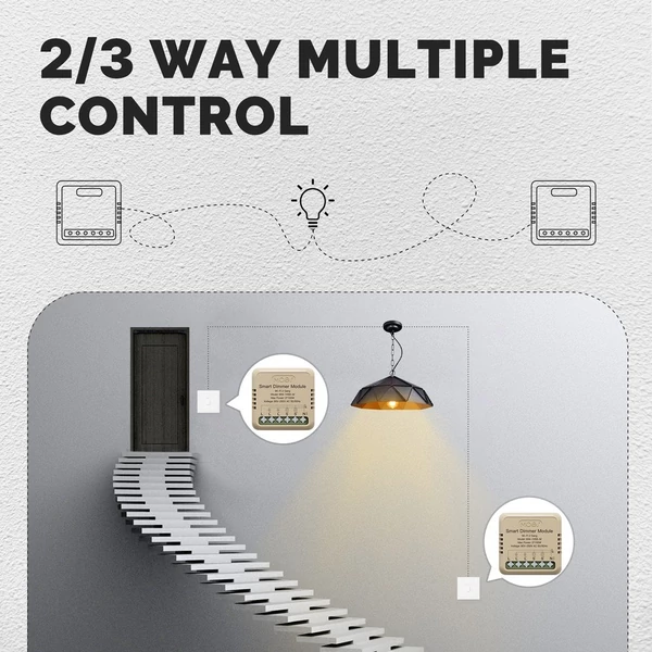 Tuya WiFi intelligens kapcsoló dimmer, DIY modul fénykapcsoló, mobiltelefon, APP távirányító - WM-105B-M (önvisszaállító kapcsoló, 2 fázis)