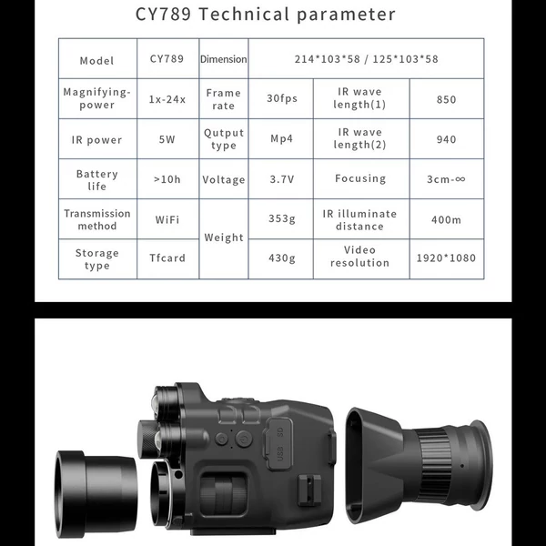 Henbaker CY789 3,1 hüvelykes HD képernyő, Wifi, éjjellátó