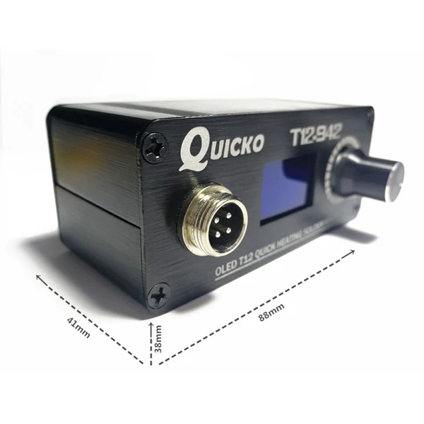 QUICKO Mini T12-942 forrasztóállomás készlet, OLED barkácsforrasztó elektromos szerszámok Hegesztővas hegy - fehér 907 műanyag fogantyú