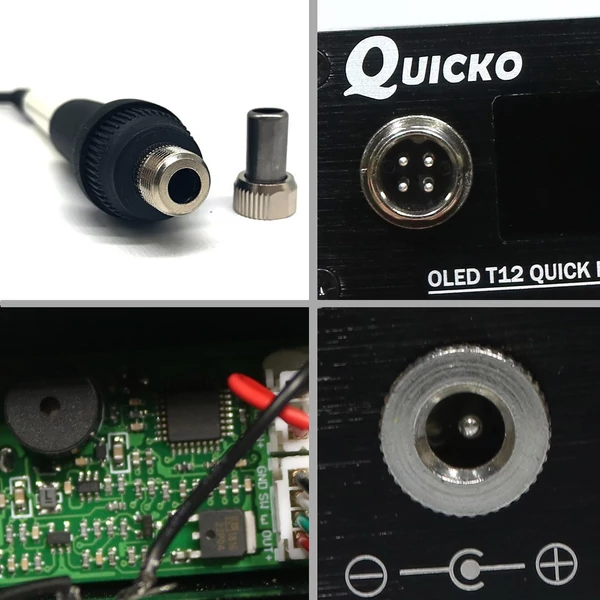 QUICKO Mini T12-942 forrasztóállomás készlet, OLED barkácsforrasztó elektromos szerszámok Hegesztővas hegy - fehér 907 műanyag fogantyú