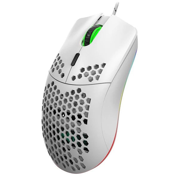 HXSJ J900 USB vezetékes játékegér, RGB játékegér hat állítható DPI-vel - Fehér