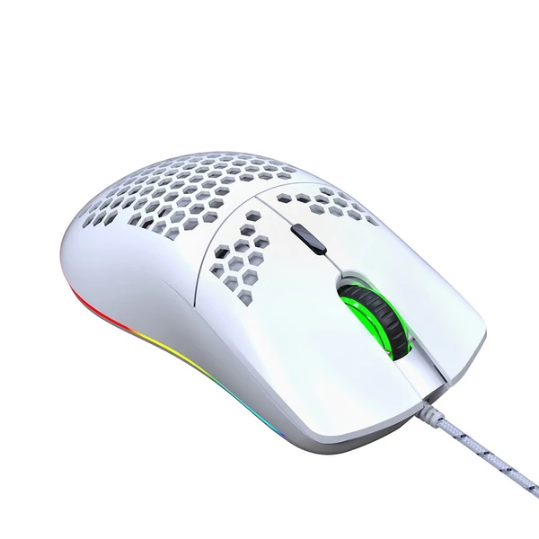 HXSJ J900 USB vezetékes játékegér, RGB játékegér hat állítható DPI-vel - Fehér