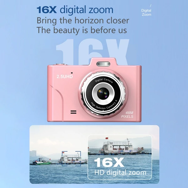 H8S 2,5K 48MP digitális fényképezőgép, 2,8 hüvelykes képernyős digitális videokamera - Pink