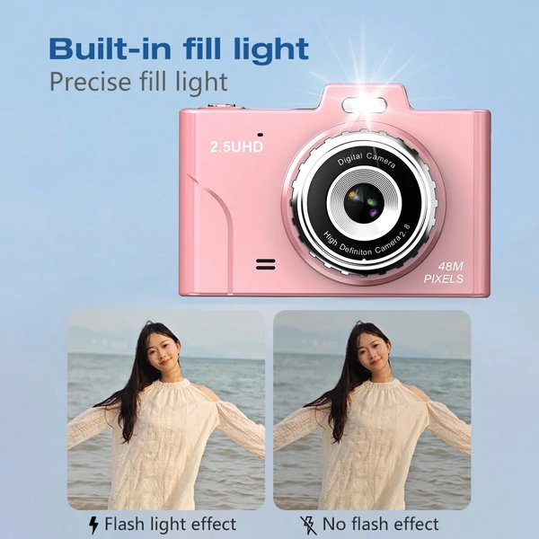 H8S 2,5K 48MP digitális fényképezőgép, 2,8 hüvelykes képernyős digitális videokamera - Pink
