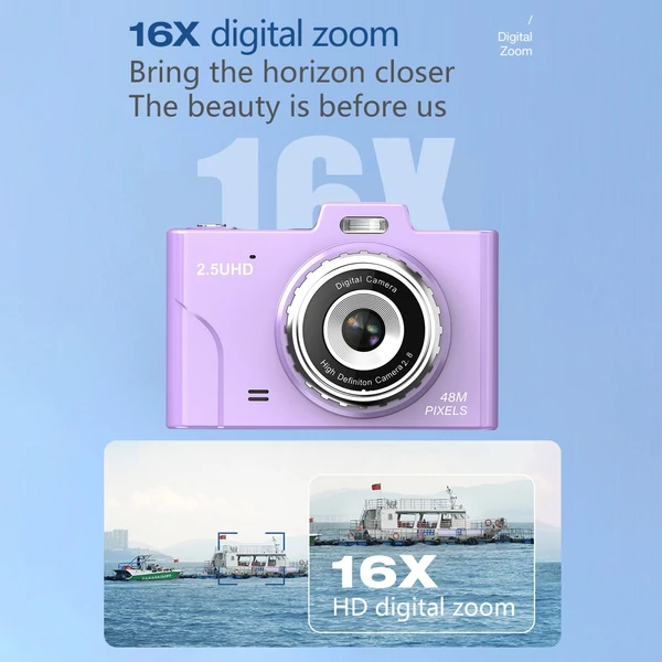 H8S 2,5K 48MP digitális fényképezőgép, 2,8 hüvelykes képernyős digitális videokamera - Lila
