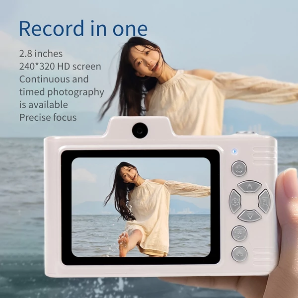 H8S 2,5K 48MP digitális fényképezőgép, 2,8 hüvelykes képernyős digitális videokamera - Fehér
