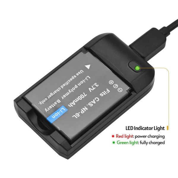 NP-6L akkumulátortöltő LED jelzőfénnyel + 2db NP-6L akkumulátor