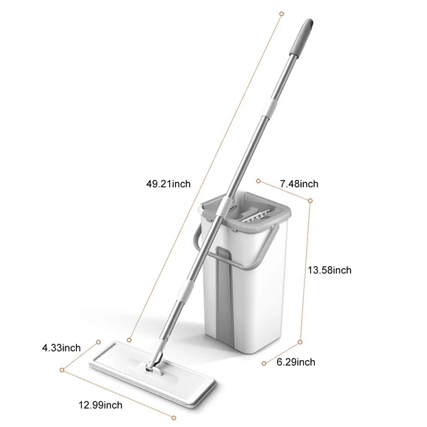 Mikroszálas felmosó vödörrel, padlótisztítás, kéz nélküli padlómosó