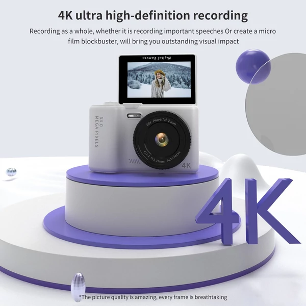 G01 4K digitális videokamera és fényképezőgép gyerekeknek/tinédzsereknek, 3" kihajtható képernyő, WiFi