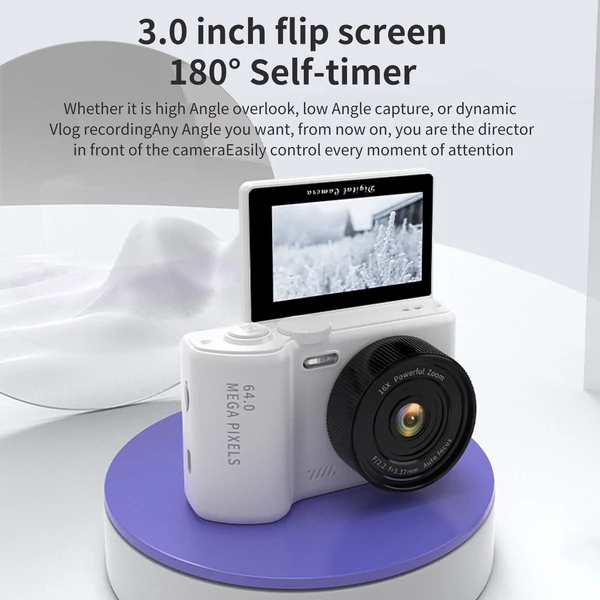 G01 4K digitális videokamera és fényképezőgép gyerekeknek/tinédzsereknek, 3" kihajtható képernyő, WiFi
