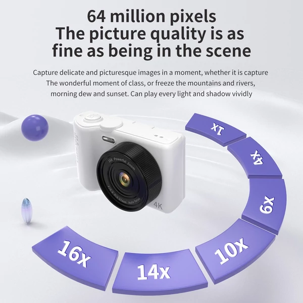 G01 4K digitális videokamera és fényképezőgép gyerekeknek/tinédzsereknek, 3" kihajtható képernyő, WiFi
