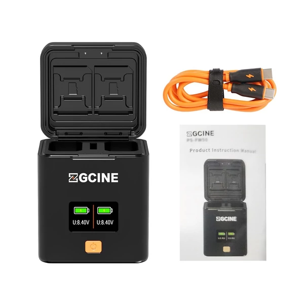 ZGCINE NP-FW50 dupla akkumulátor töltőtok Sony A6000-A7 II szériához, SD kártya tárolóval, OLED kijelzővel és PD gyorstöltésse