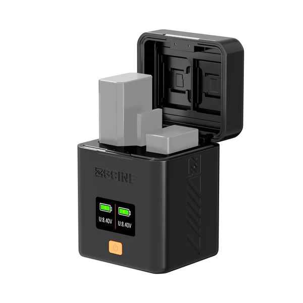 ZGCINE NP-FW50 dupla akkumulátor töltőtok Sony A6000-A7 II szériához, SD kártya tárolóval, OLED kijelzővel és PD gyorstöltésse
