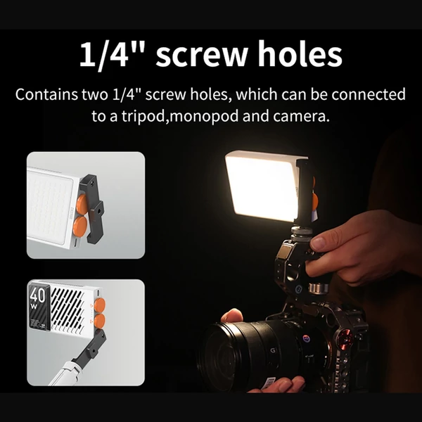 ZHIYUN M40 40W hordozható LED videólámpa – Állítható fényerő (2700K-6200K), 14000 lux, CRI 96+, gyors PD töltés vloghoz és élő közvetítéshez