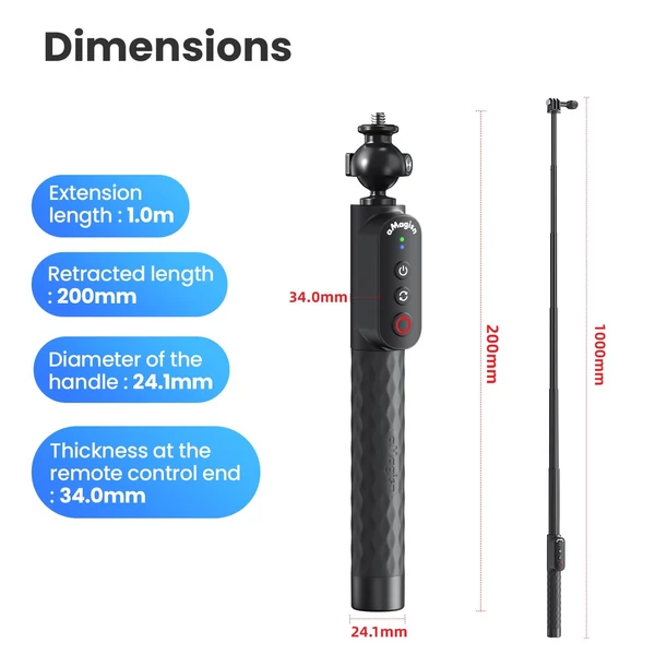 aMagisn víz alatti szelfibot – 10M vízálló, távirányítóval, 100cm-re kihúzható, Insta360 X4/X3/X2/GO 3s/GO 3 kompatibilis