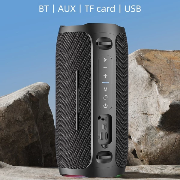 Zealot S76 hordozható vezeték nélküli hangszóró – 50 W, RGB fény, vízálló, porálló, HiFi hangzás, 8000 mAh akku, BT 5.3, TWS, több mód - Fekete