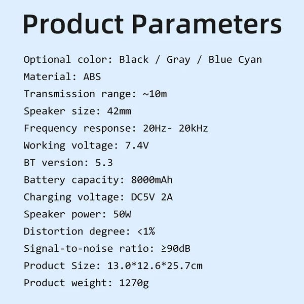 Zealot S76 hordozható vezeték nélküli hangszóró – 50 W, RGB fény, vízálló, porálló, HiFi hangzás, 8000 mAh akku, BT 5.3, TWS, több mód - Fekete