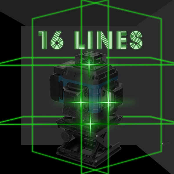Multifunkcionális 16 vonalas lézeres szintező, 3° önszintező, újratölthető lítium akkumulátorral, otthoni szerszámkészlet